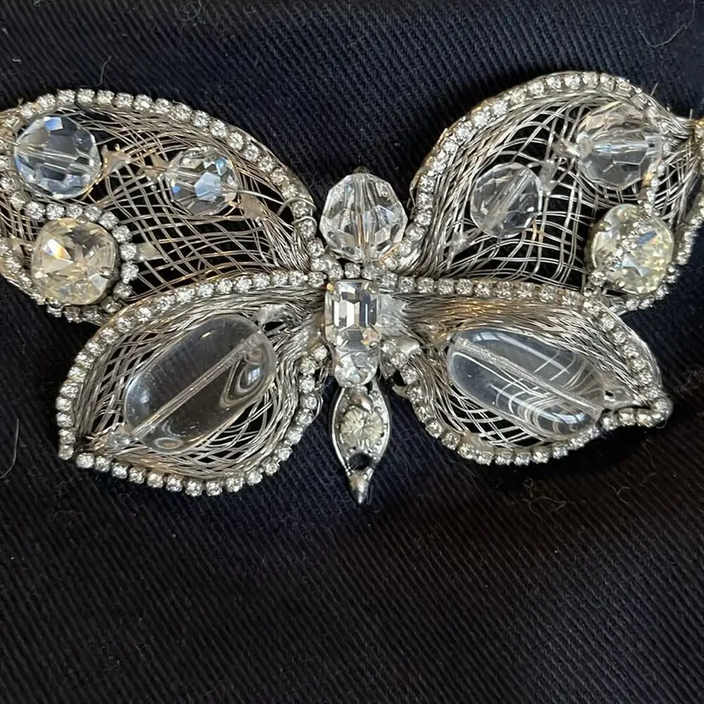 Handbag- black with Crystal butterfly metal handles 9